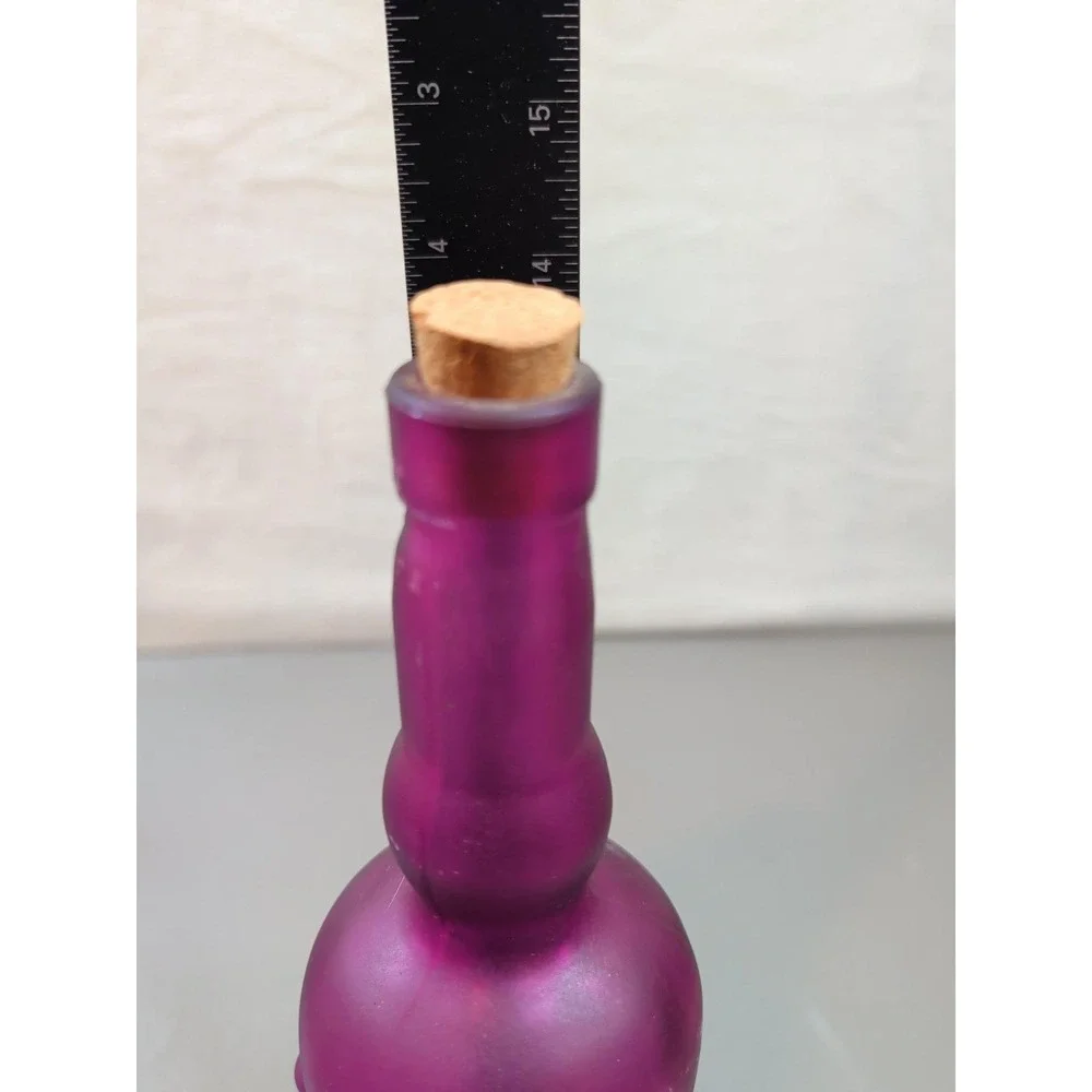 Vintage Hand Made Spain Recycled Glass Figural Hands Decanter Frosted Purple 14